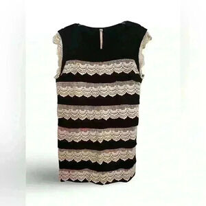 ANTHROPOLOGY Uncle Frank Black and White Crochet Front Mini Dress Size Large
